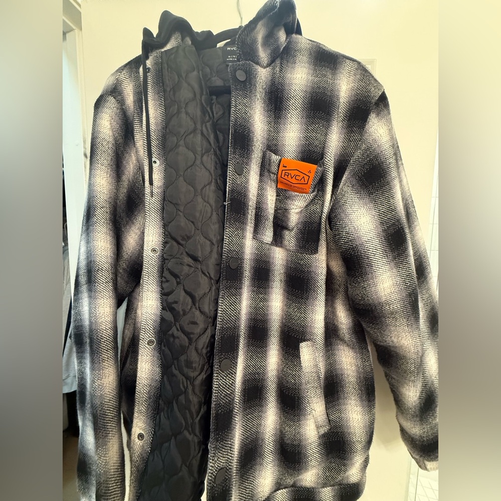 RVCA Black and Gray Lightweight Shirt Jacket with Quilted Insulation